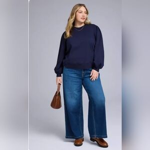 Torrid Size 0 Blue Shoulder Patch Sweatshirt